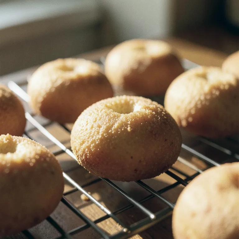Buñuelos dorados sobre una rejilla