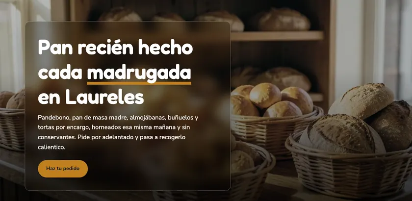 Página de Panadería La Espiga hecha con Mika